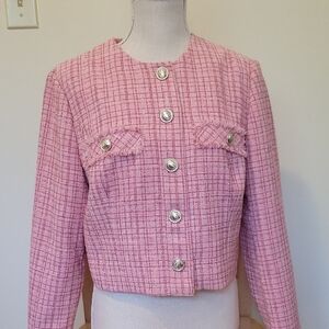 Guess Pink and Silver Blazer with Structured Shoulders